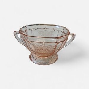 Pink Depression Glass  Footed Open Sugar Mayfair Pink by ANCHOR HOCKING